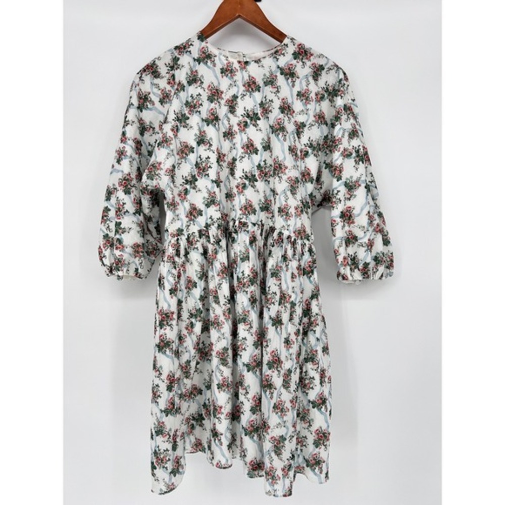 Emilia Wickstead Molly Dress Mini Floral Roses Ribbon Cotton Pink Blue 6 - Picture 4 of 14